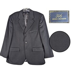 Brooks‎ Brothers 346 Sport Jacket Mens 40S Black Cashmere? Coat Formal Corpcore